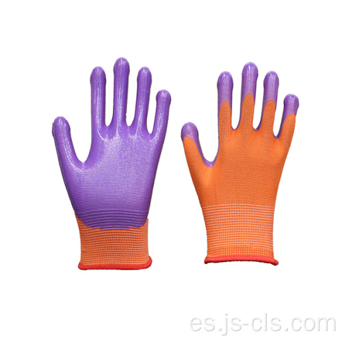 Serie de jardín guantes de nitrilo de nylon naranja morado